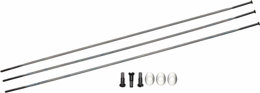 Zestaw 3 szprych typu Straight Pull wraz z kompletem nypli oraz podkładek Zipp CX Ray – kolor czarny długość 280 mm