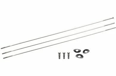 Zestaw 3 szprych typu Straight Pull wraz z kompletem nypli oraz podkładek Zipp CX Ray – kolor srebrny