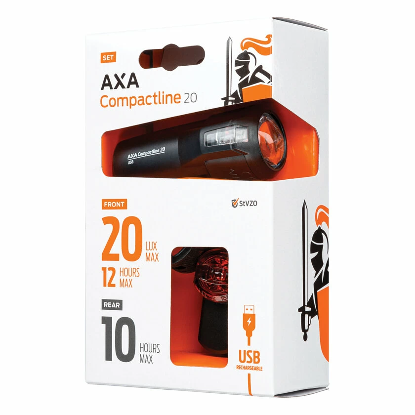 Zestaw lampek rowerowych AXA Compactline 20 LUX