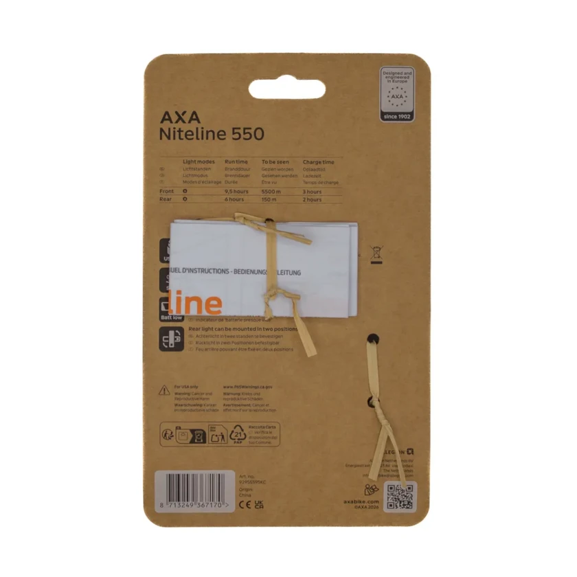 Zestaw lampek rowerowych AXA Niteline 550 USB