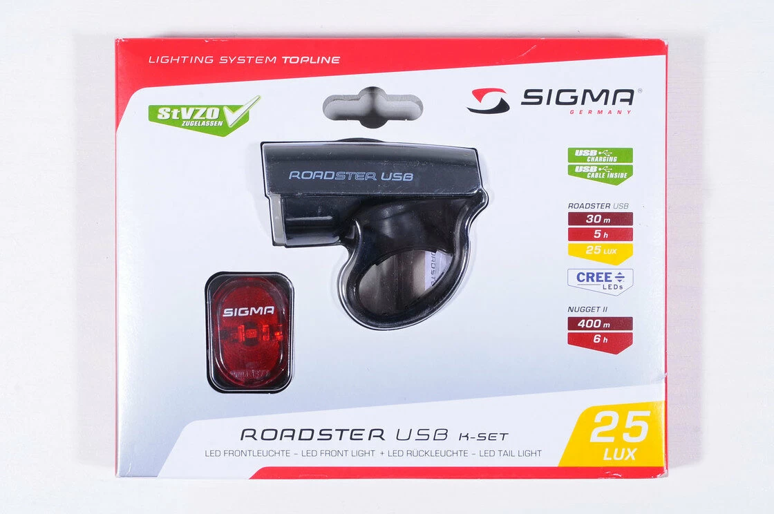 Zestaw lampek rowerowych Sigma Roadster USB + Sigma nugget II
