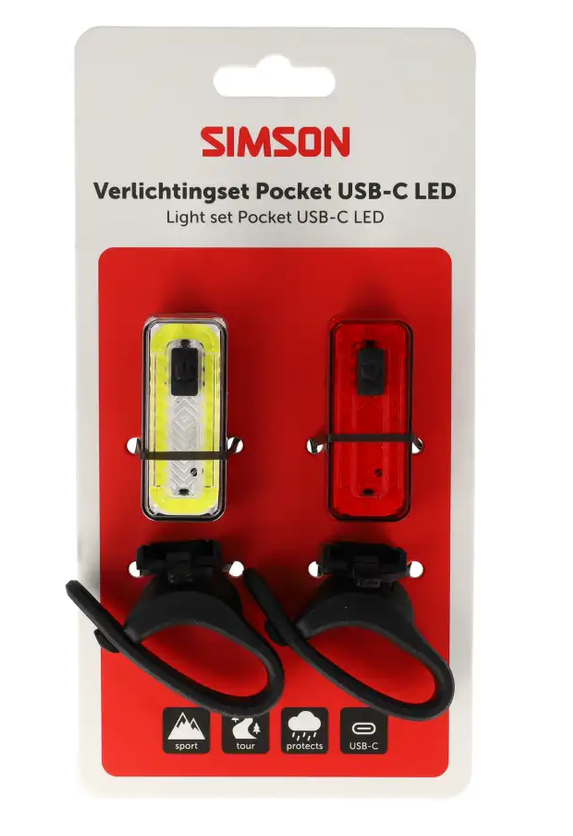 Zestaw lampek rowerowych Simson Aurora Pocket USB-C 40 lm