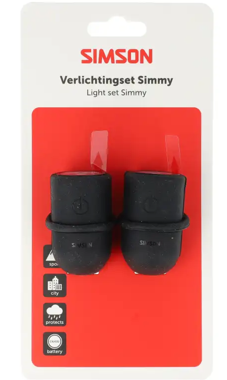 Zestaw lampek rowerowych SIMSON Simmy Czarny