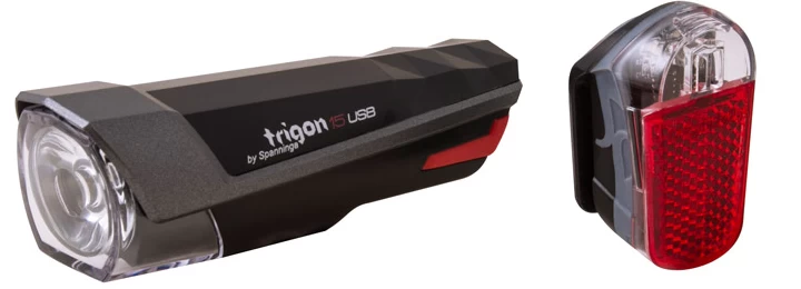 Zestaw lampek Spanninga Trigon 15 USB + Spanninga Pyro USB